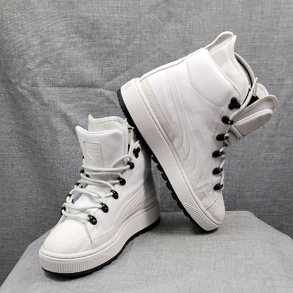 Puma The Ren Men"s Boot White Leather Sneaker Boot High Top Size 9